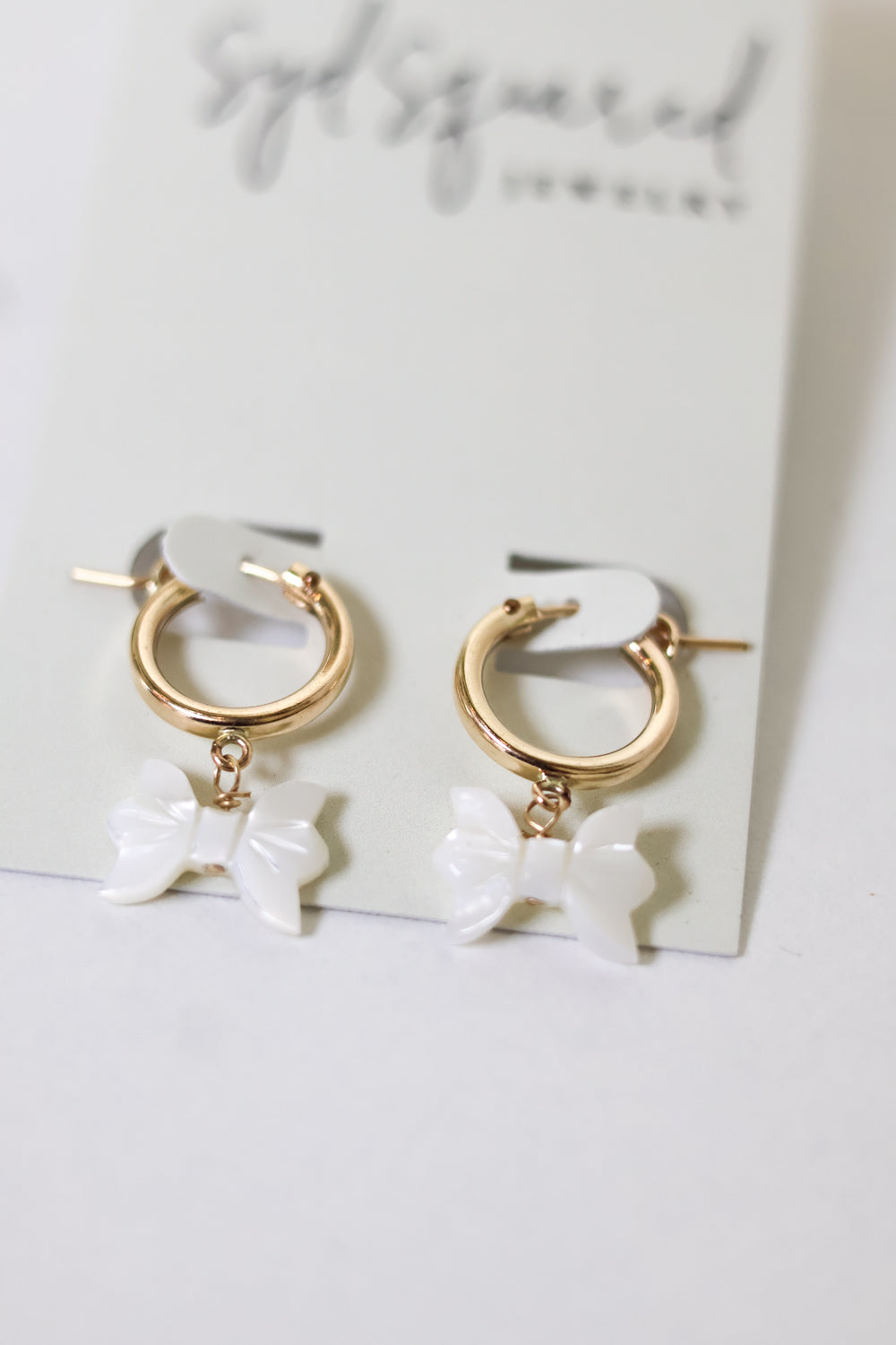 Mother of Pearl Bow Hoops